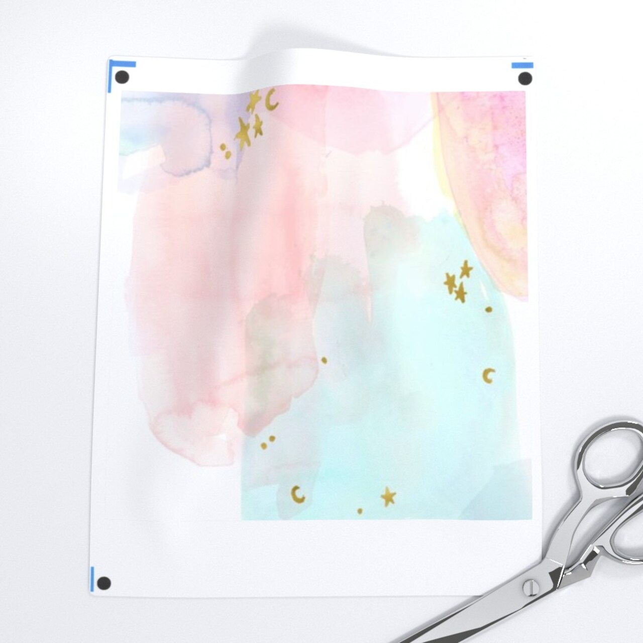 Rainbow Stars Watercolor Abstract Gold Pastel Girl Hippie Custom Pre-pasted Wallpaper by Spoonflower Pre-Pasted Wallpaper 2FT Wide